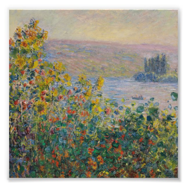 Claude Monet - Blume Beds bei Vétheuil Fotodruck (Vorne)