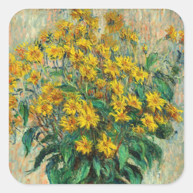 Claude Monet - Blume zu Jerusalem Artichoke Quadratischer Aufkleber (Vorderseite)