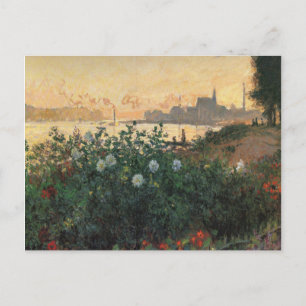 Claude Monet - Blumenreiches Flussufer, Argenteuil Postkarte