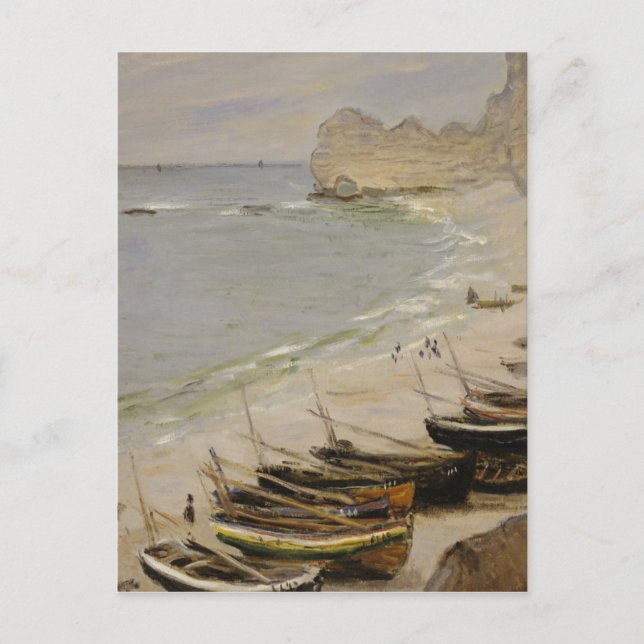 Claude Monet - Boot am Strand bei Etretat Postkarte (Vorderseite)