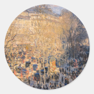 Claude Monet - Boulevard des Capucines in Paris Runder Aufkleber