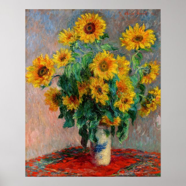 Claude Monet - Bouquet der Sonnenblumen Poster (Vorne)