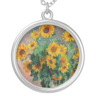 Claude Monet - Bouquet der Sonnenblumen Versilberte Kette