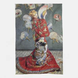 Claude Monet Camille im roten japanischen Kimono K Geschirrtuch