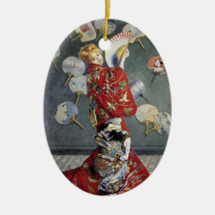 Claude Monet Camille in Rotem Japanischen Kimono K Keramik Ornament