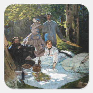 Claude Monet - Das Frühstück im Grünen, rechtes Pa Quadratischer Aufkleber