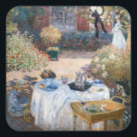Claude Monet - Das Mittagessen, dekorative Tafel Quadratischer Aufkleber<br><div class="desc">Luncheon,  dekorative Tafel / Le dejeuner,  panneau dekoratif - Claude Monet,  1873</div>