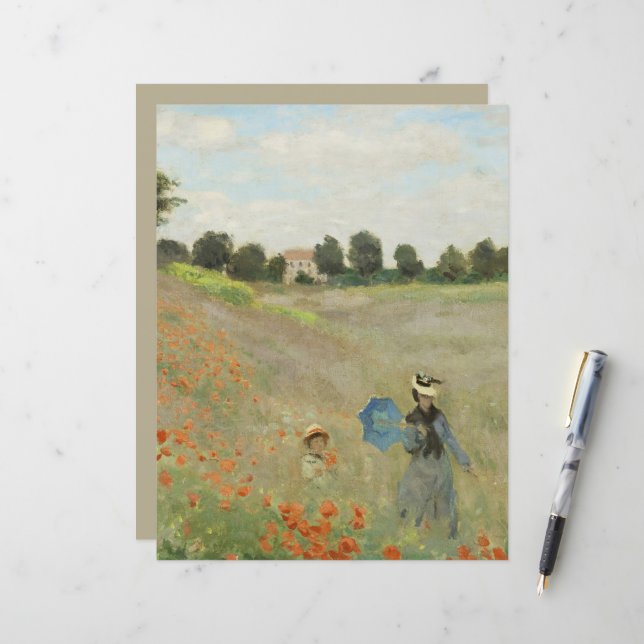 Claude Monet Das Mohnfeld bei Argenteuil Kunst (Vorderseite/Rückseite Beispiel)