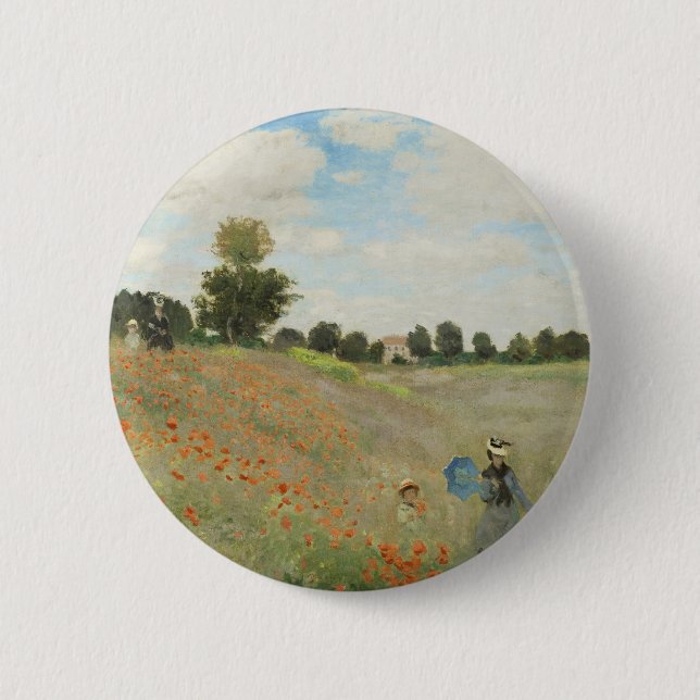Claude Monet Das Mohnfeld bei Argenteuil Kunst Button (Vorderseite)
