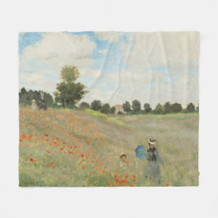 Claude Monet Das Mohnfeld bei Argenteuil Kunst Fleecedecke