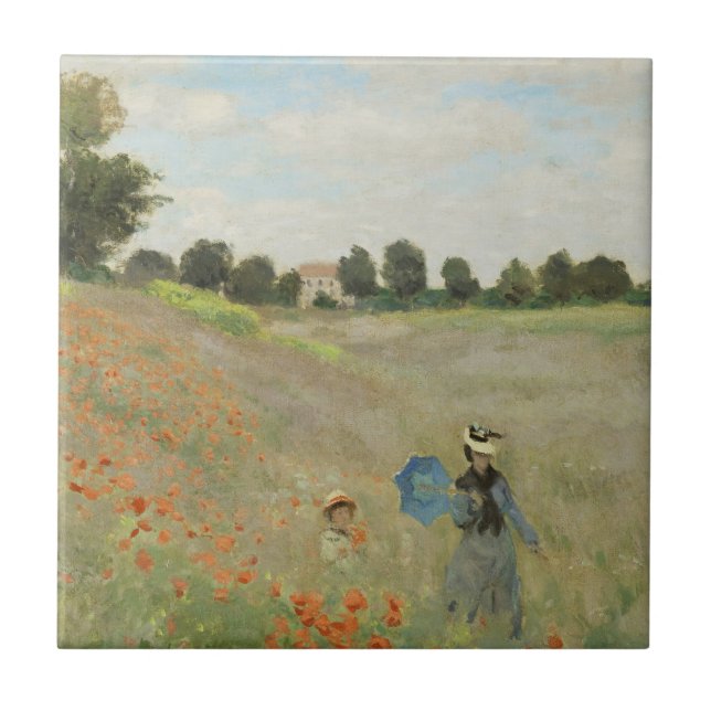 Claude Monet Das Mohnfeld bei Argenteuil Kunst Fliese (Vorderseite)
