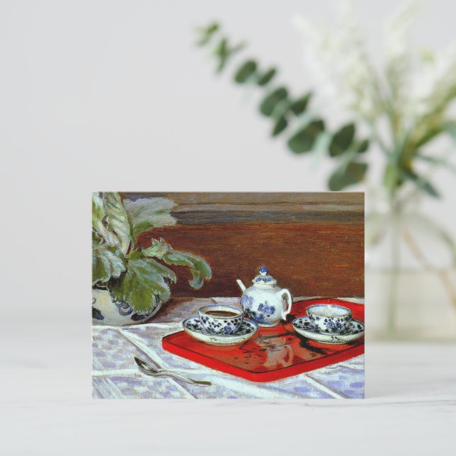 Claude Monet - Das Teeservice, Postkarte (Stehend Vorderseite)