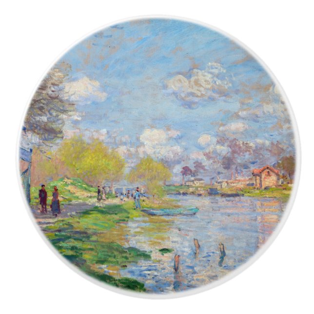 Claude Monet - Der Frühling der Seine Keramikknauf (Vorderseite)