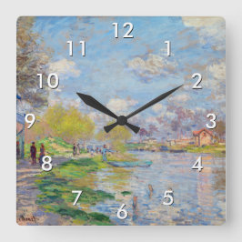 Claude Monet - Der Frühling der Seine Quadratische Wanduhr