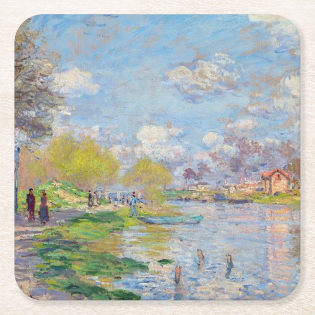 Claude Monet - Der Frühling der Seine Rechteckiger Pappuntersetzer (Vorderseite)