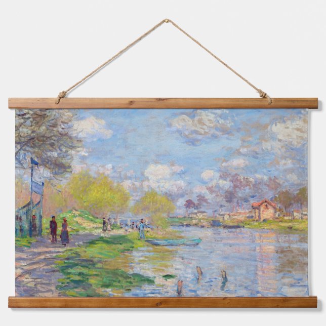 Claude Monet - Der Frühling der Seine Wandteppich Mit Holzrahmen (Vorne)