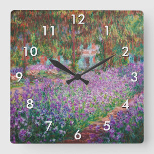 Claude Monet - Der Garten des Künstlers in Giverny Quadratische Wanduhr