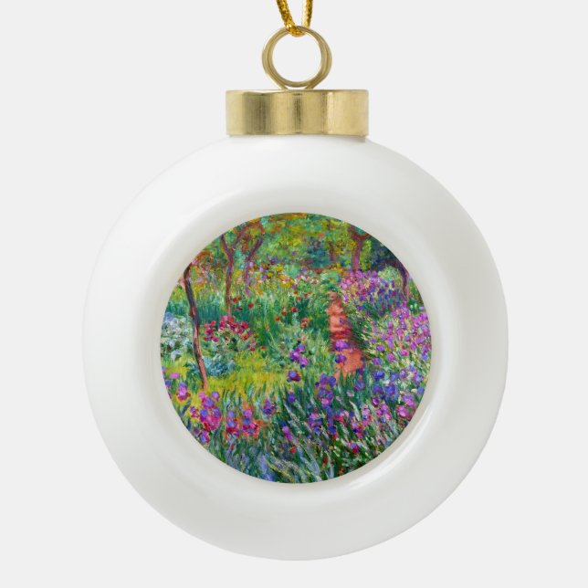 Claude Monet: Der Iris-Garten in Giverny Keramik Kugel-Ornament (Vorderseite)