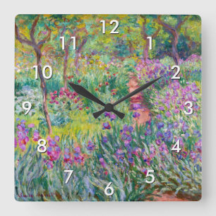 Claude Monet - Der Iris-Garten in Giverny Quadratische Wanduhr