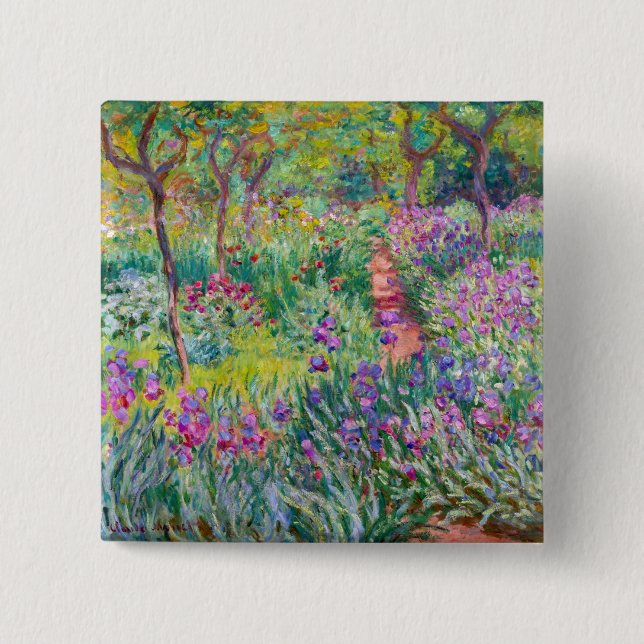 Claude Monet - Der Irisgarten in Giverny Button (Vorderseite)