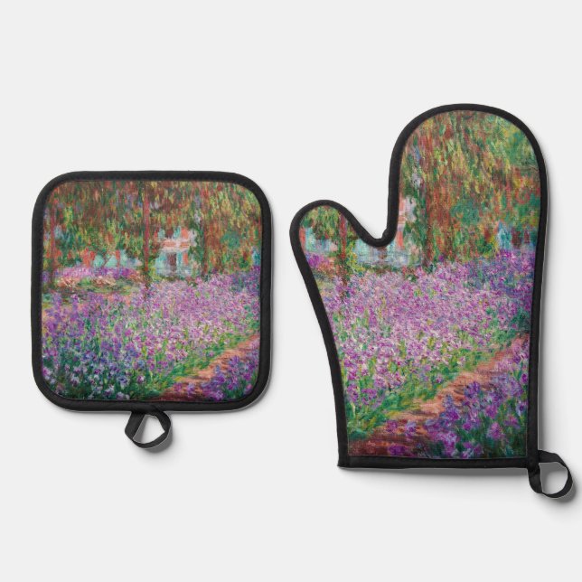 Claude Monet - Der Kunstgarten von Giverny Ofenhandschuh & Topflappen-Set (Vorderseite)