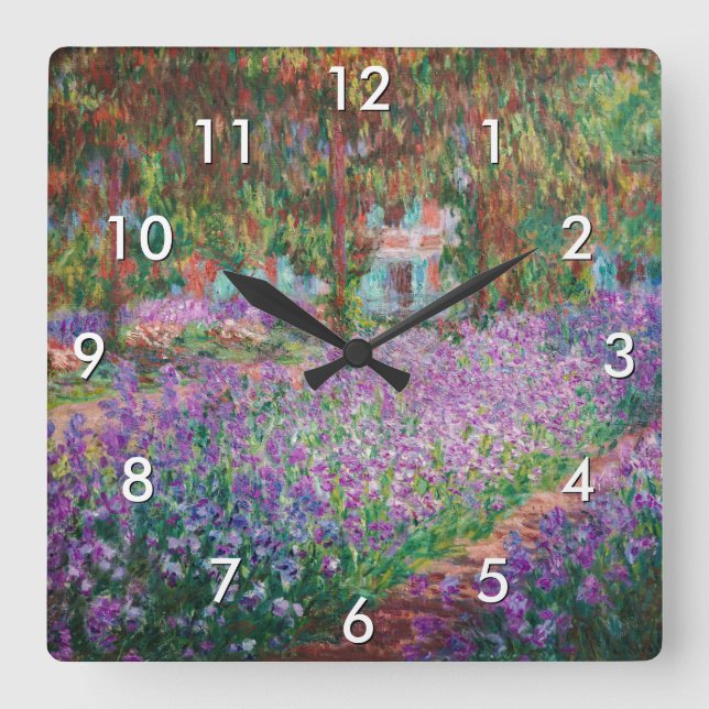 Claude Monet - Der Kunstgarten von Giverny Quadratische Wanduhr (Vorderseite)