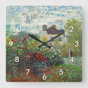 Claude Monet - Der Künstlergarten in Argenteuil Quadratische Wanduhr
