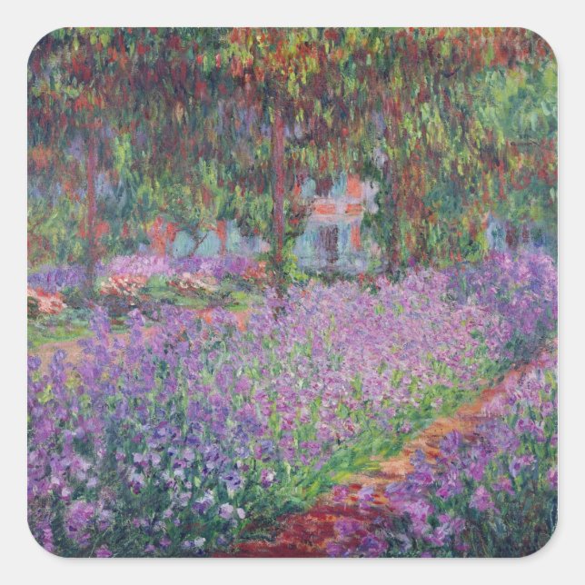 Claude Monet | Der Künstlergarten in Giverny Quadratischer Aufkleber (Vorderseite)
