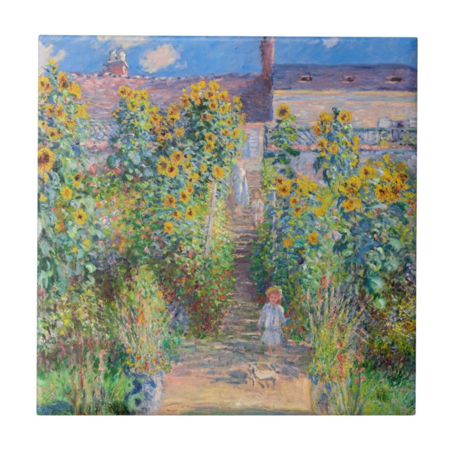 Claude Monet - Der Künstlergarten in Vetheuil Fliese (Vorderseite)