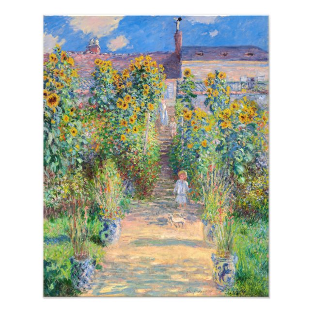 Claude Monet - Der Künstlergarten in Vetheuil Fotodruck (Vorne)