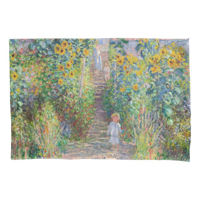 Claude Monet - Der Künstlergarten in Vetheuil Kissenbezug (Vorderseite)