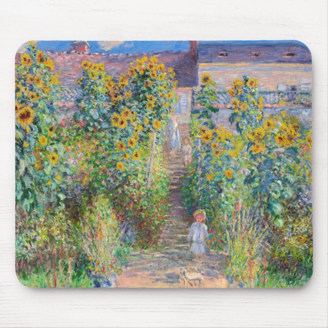 Claude Monet - Der Künstlergarten in Vetheuil Mousepad (Vorne)