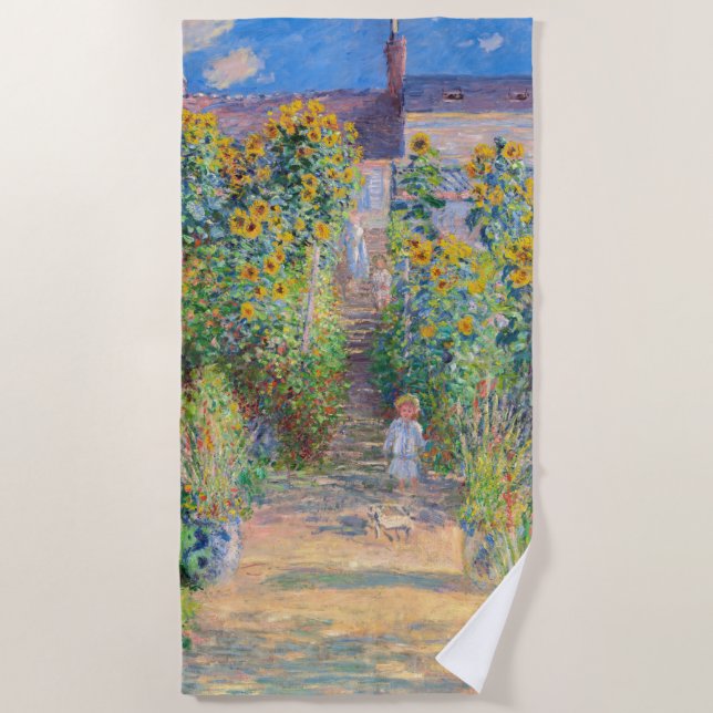 Claude Monet - Der Künstlergarten in Vetheuil Strandtuch (Vorderseite)