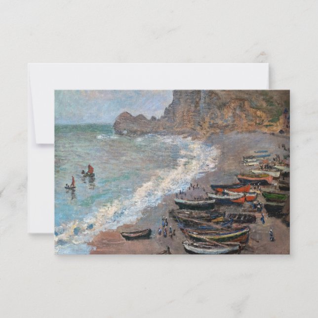 Claude Monet - Der Strand von Etretat Dankeskarte (Vorderseite)
