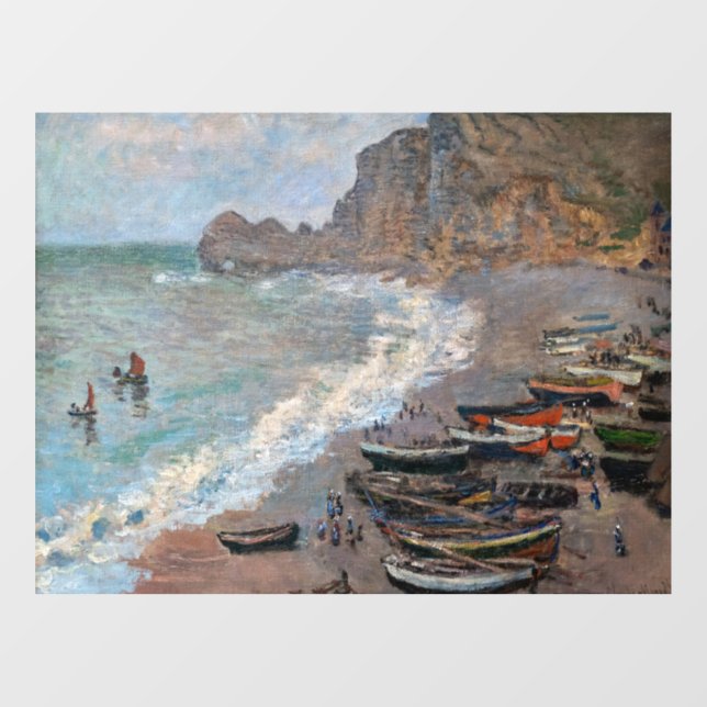 Claude Monet - Der Strand von Etretat Fensteraufkleber (Blatt)
