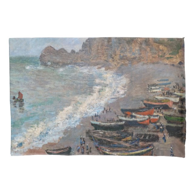 Claude Monet - Der Strand von Etretat Kissenbezug (Vorderseite)