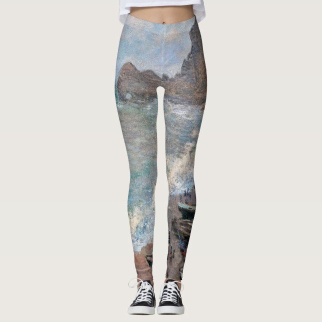 Claude Monet - Der Strand von Etretat Leggings (Vorderseite)