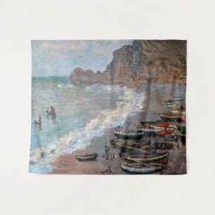 Claude Monet - Der Strand von Etretat Wandteppich