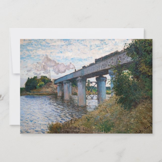 Claude Monet - Die Eisenbahnbrücke in Argenteuil Dankeskarte (Vorderseite)