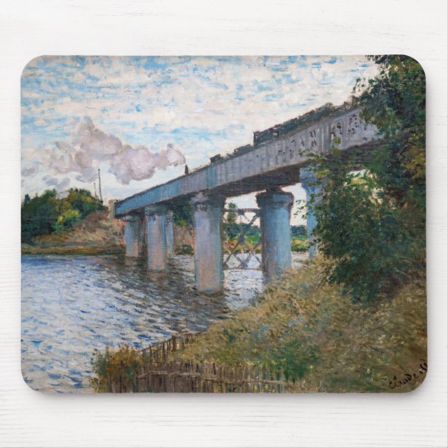 Claude Monet - Die Eisenbahnbrücke in Argenteuil Mousepad (Vorne)