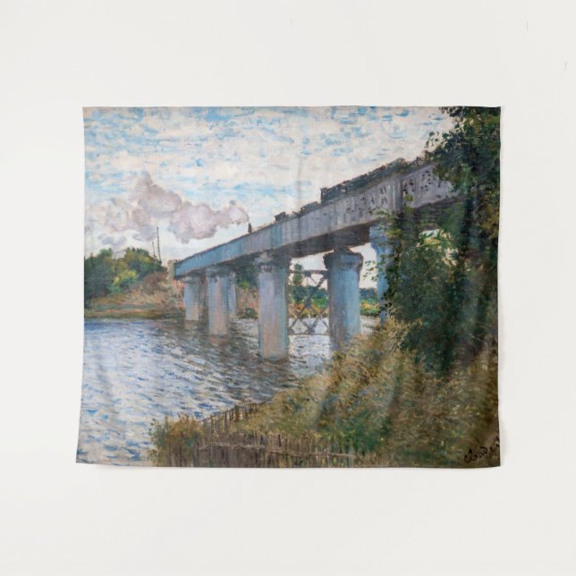 Claude Monet - Die Eisenbahnbrücke in Argenteuil Wandteppich (Vorderseite (Horizontal))