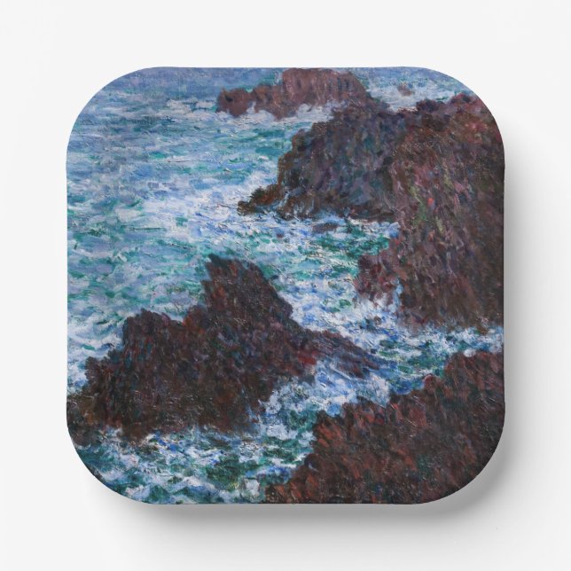 Claude Monet - Die Felsen an der Wilden Küste von  Pappteller (Vorderseite)