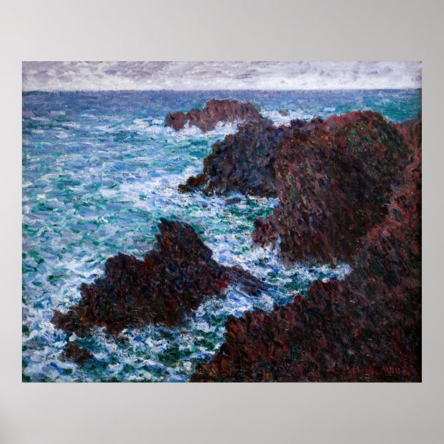 Claude Monet - Die Felsen an der Wilden Küste von  Poster (Vorne)