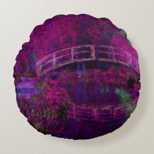 Claude Monet Die Japan-Brücke lila Rundes Kissen