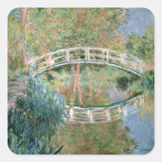 Claude Monet | Die japanische Brücke, Giverny Quadratischer Aufkleber (Vorderseite)