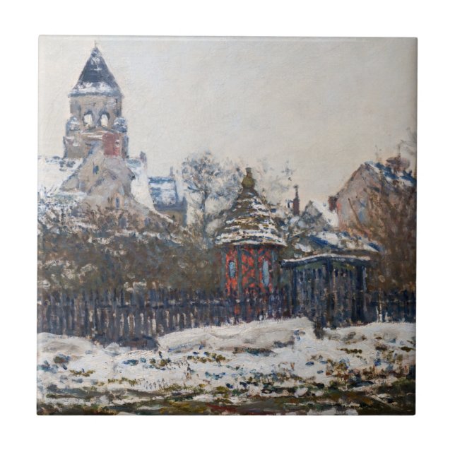 Claude Monet - Die Kirche in Vetheuil Fliese (Vorderseite)