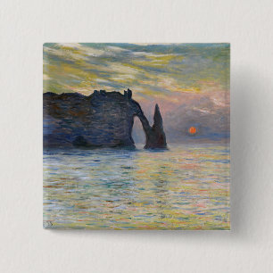 Claude Monet - Die Klippe, Etretat, Sonnenuntergan Button