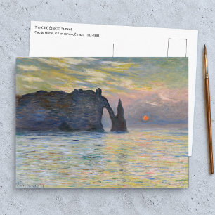Claude Monet - Die Klippe, Etretat, Sonnenuntergan Postkarte