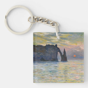 Claude Monet - Die Klippe, Etretat, Sonnenuntergan Schlüsselanhänger