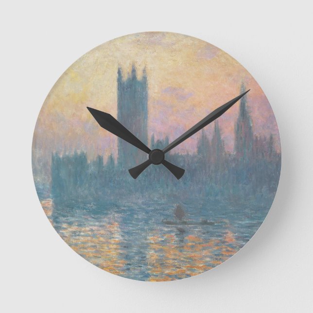 Claude Monet | Die Parlamentshäuser, Sunset Runde Wanduhr (Vorderseite)